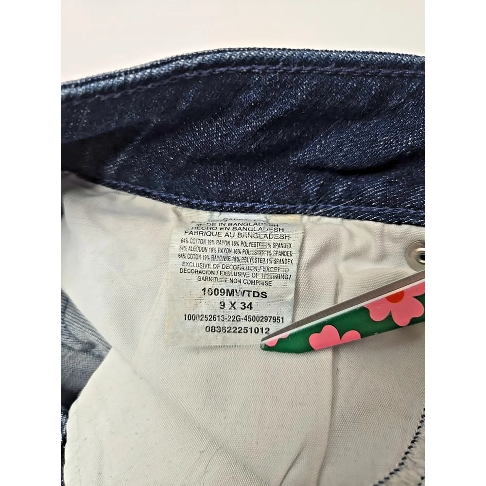 Wrangler Jeans Size 9 Mid Rise Slim Straight Stretch Denim Blue 33 Inseam